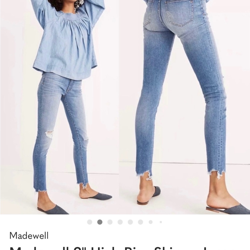 Madewell 9” Skinny Jean in Frankie Wash torn knee edition